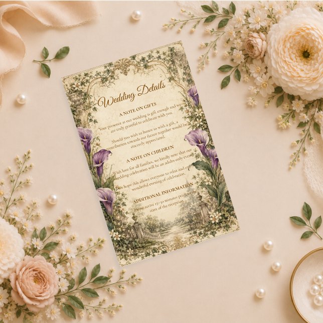 Romantic Vintage Calla Lily Wedding Enclosure Card (Creator Uploaded)