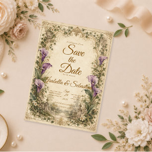 Romantic Vintage Calla Lily Wedding Save The Date