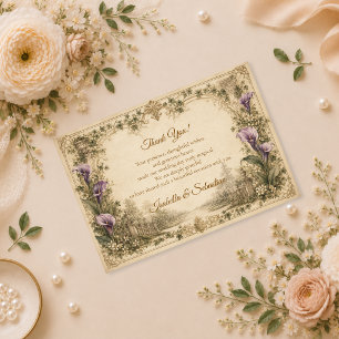Romantic Vintage Calla Lily Wedding Thank You Card