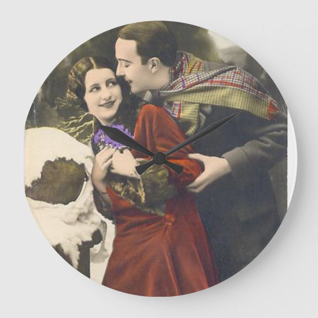 Romantic Vintage Couples - Photography Large Clock (Front)