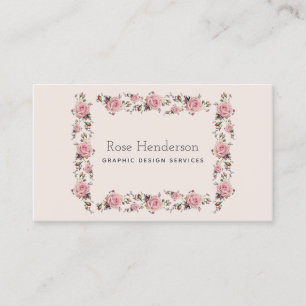 Romantic Vintage Feminine Pink Roses Floral Business Card
