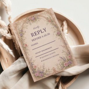 Romantic Vintage Floral Arch RSVP Card