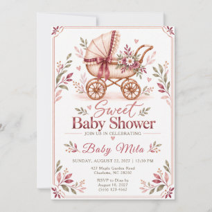 Romantic Vintage Floral Baby Shower Invitation