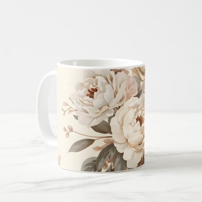 Romantic Vintage Floral Bouquet Pattern Coffee Mug (Front Left)