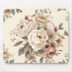 Romantic Vintage Floral Bouquet Pattern Mouse Pad