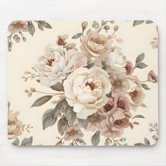 Romantic Vintage Floral Bouquet Pattern Mouse Pad (Front)
