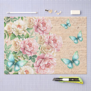 Romantic Vintage Floral Love Letter Decoupage Tissue Paper