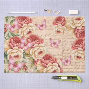 Romantic Vintage Floral Love Letter Decoupage Tissue Paper