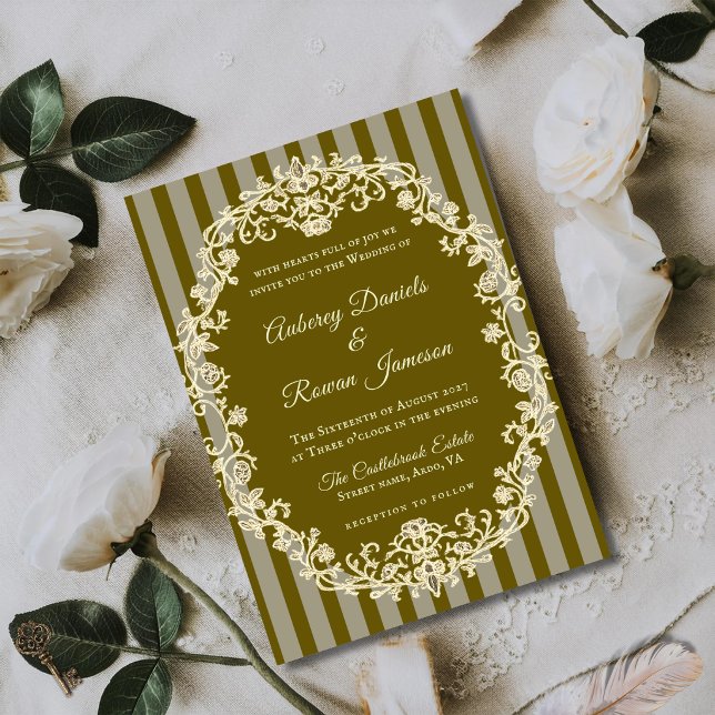 Romantic Vintage Floral Monogram Wedding Invitation (Creator Uploaded)