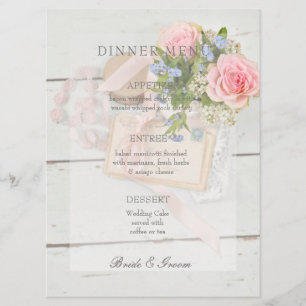 Romantic vintage  flower editable wedding menu