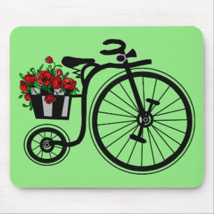 Romantic Vintage Flowers Bike - Mouse Pad