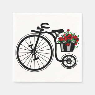 Romantic Vintage Flowers Bike - Napkin