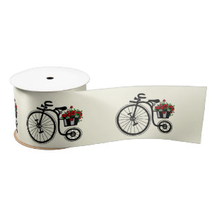 Romantic Vintage Flowers Bike Satin Ribbon