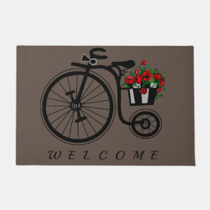 Romantic Vintage Flowers Bike - Welcome - Doormat