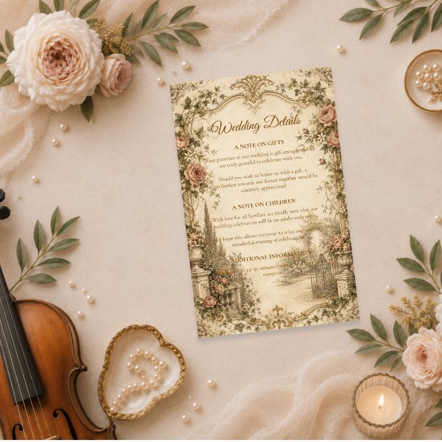 Romantic Vintage Garden Wedding Enclosure Card (Creator Uploaded)