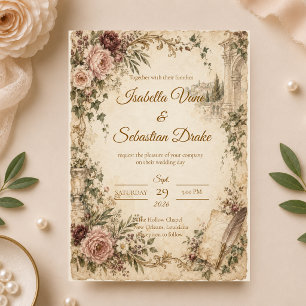 Romantic Vintage Garden Wedding Invitation