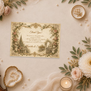 Romantic Vintage Garden Wedding Thank You Card
