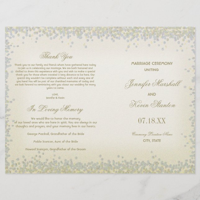 Romantic Vintage Gold and Silver Glitter Confetti (Front)