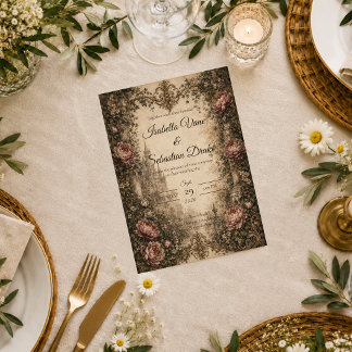 Romantic Vintage Gothic Wedding Invitation