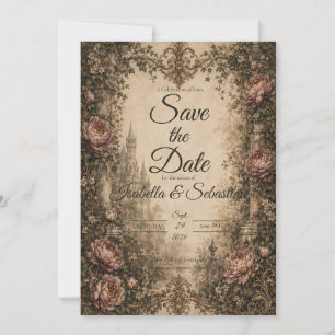 Romantic Vintage Gothic Wedding Save The Date