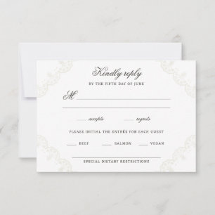 Romantic Vintage Lace Border Wedding RSVP Card