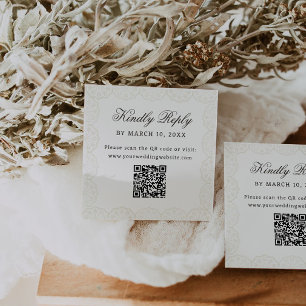 Romantic Vintage Lace Frame QR Code Wedding Enclosure Card