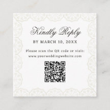 Romantic Vintage Lace Frame QR Code Wedding