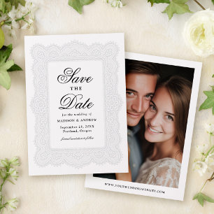 Romantic Vintage Lace Photo Wedding Save The Date