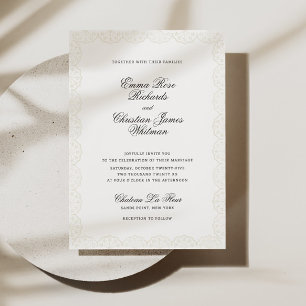 Romantic Vintage Lace Print Wedding Invitation