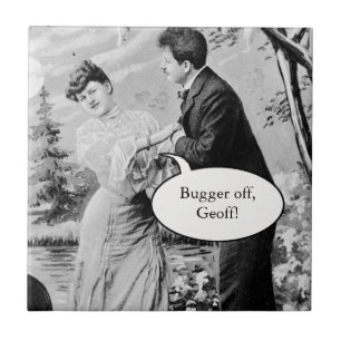 Romantic vintage lovers on a boat tile