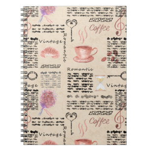 Romantic vintage newspaper notebook