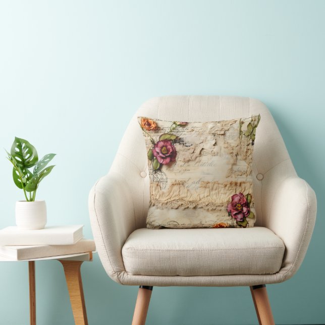Romantic Vintage Parchment Letter Cushion (Chair)