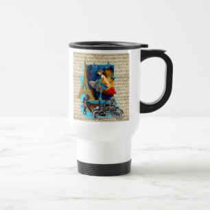 Romantic vintage Paris collage Travel Mug
