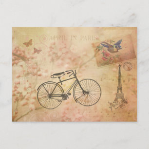 Romantic Vintage Paris in Spring Collage Postcard
