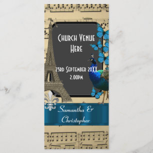 Romantic vintage Paris wedding program Programme