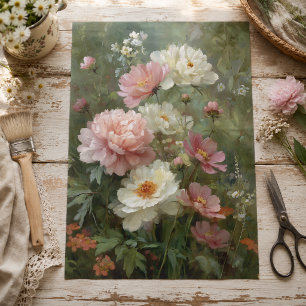 Romantic Vintage Peonies and Wildflowers Decoupage Tissue Paper