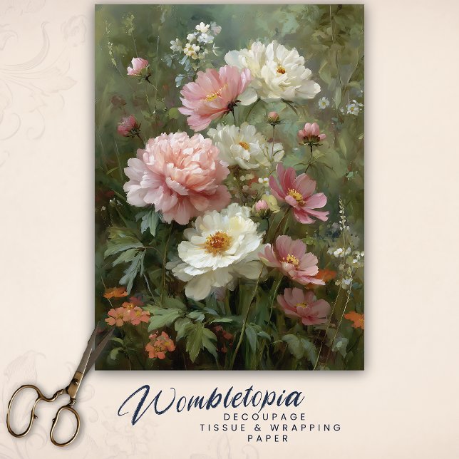 Romantic Vintage Peonies and Wildflowers Decoupage Tissue Paper (Creator Uploaded)