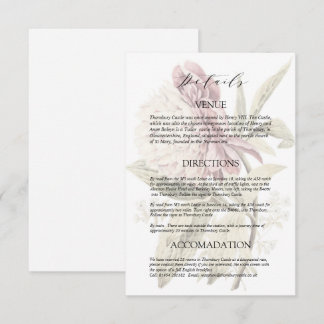 Romantic Vintage Peony Wedding Details  Enclosure Card