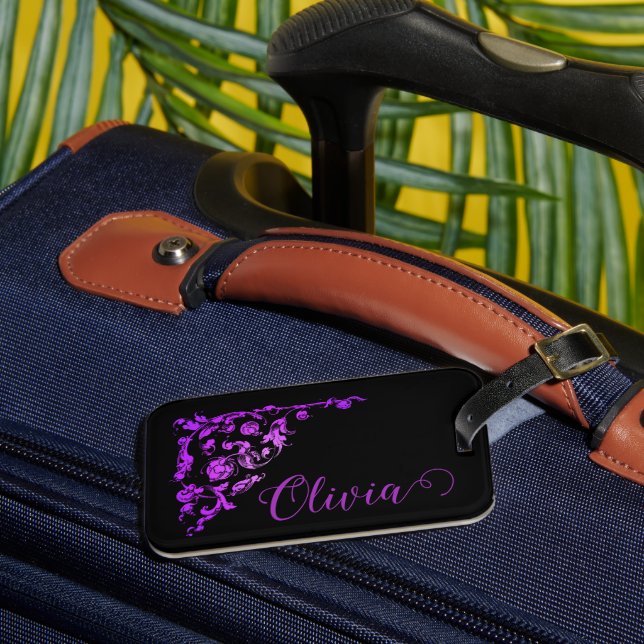 Romantic, Vintage Personalised Luggage Tag (Front Insitu 3)