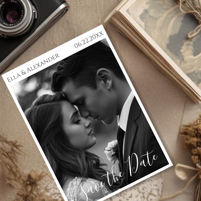 Romantic Vintage Photo Save The Date (Romantic Vintage Photo Text Save The Date)