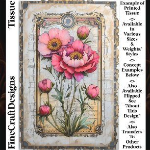 Romantic Vintage Pink Peonies DA1R Decoupage Tissue Paper