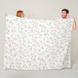 Romantic Vintage Pink Roses Soft Farmhouse Floral Fleece Blanket