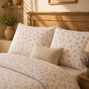 Romantic Vintage Pink Roses Soft Farmhouse Floral Pillowcase