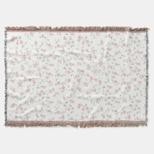 Romantic Vintage Pink Roses Soft Farmhouse Floral Throw Blanket