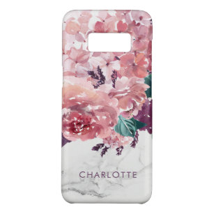 Romantic Vintage Pink Watercolor Floral Marble Case-Mate Samsung Galaxy S8 Case