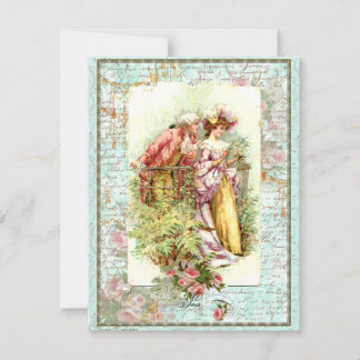 Romantic Vintage Regency Couple with Roses