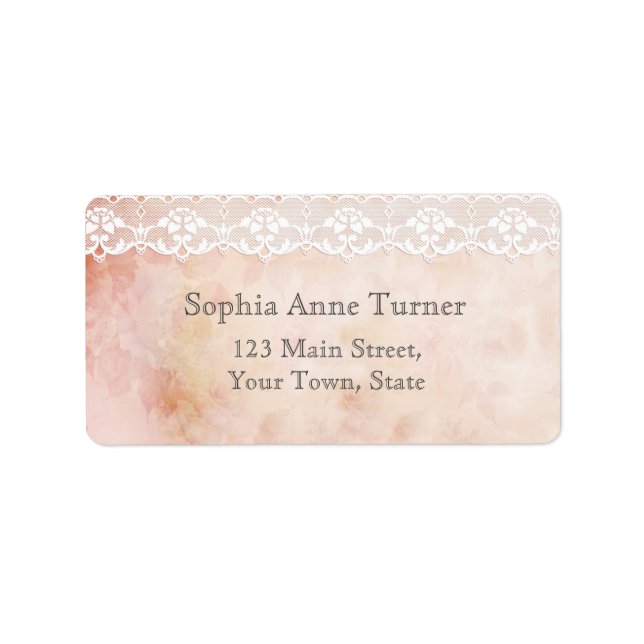 Romantic Vintage Rose and Lace Wedding Label (Front)