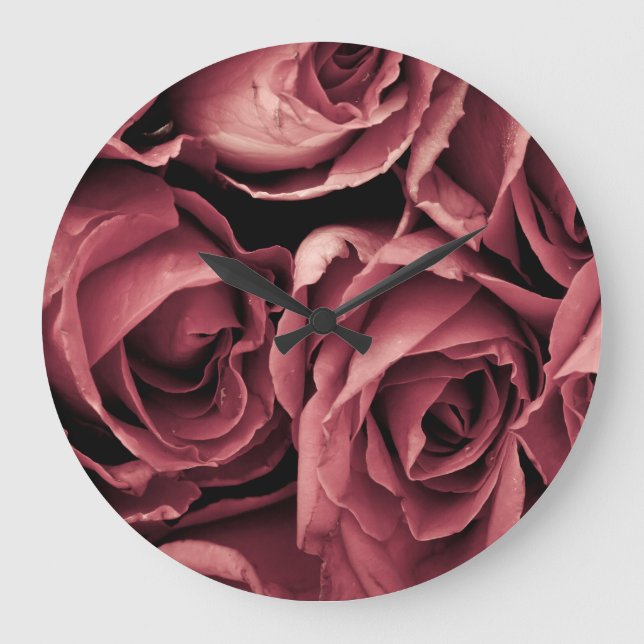 Romantic Vintage Rose Background Large Clock (Front)