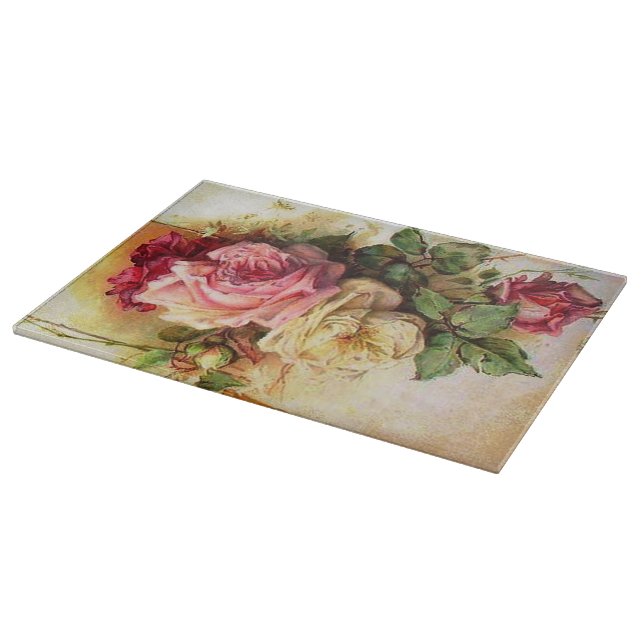 Romantic Vintage Rose Bouquet Cutting Board (Corner)