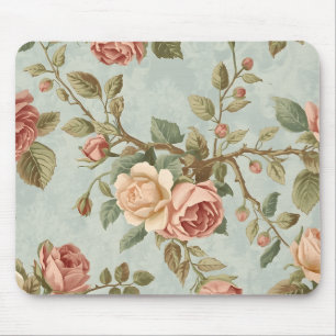 Romantic Vintage Rose Garden Mouse Pad